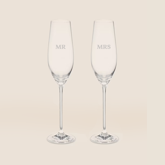 Andra Mr and Mrs Etched Champagne Glass Set