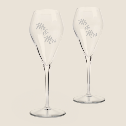 Siane Mr and Mrs Etched Prosecco Glass Set