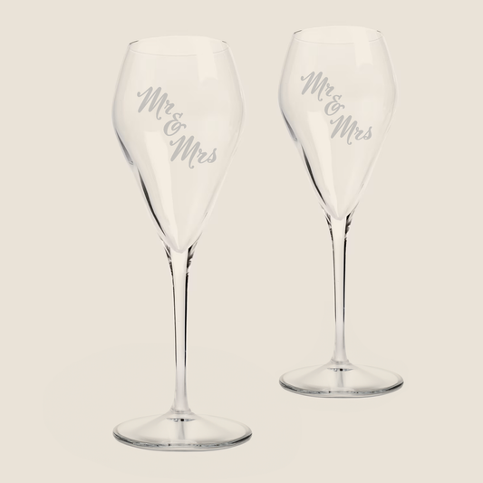 Siane Mr and Mrs Etched Prosecco Glass Set