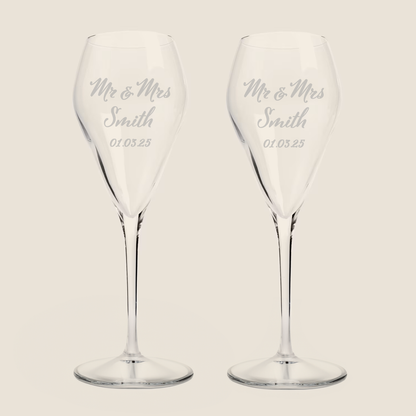 Bertil Mr and Mrs Etched Prosecco Glass Set