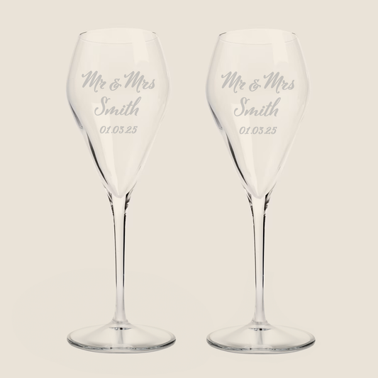 Bertil Mr and Mrs Etched Prosecco Glass Set