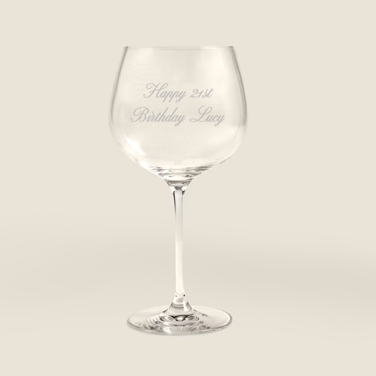 Ceres Personalised Etched Happy Birthday Gin Glass