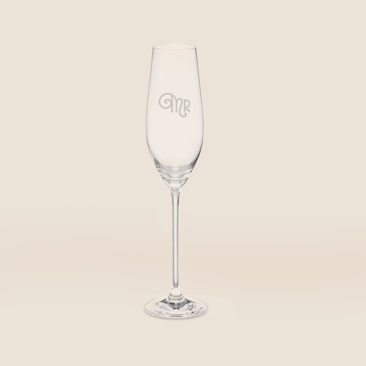 Art Deco Mr and Mrs Etched Champagne Glass Set