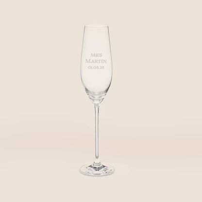 Gaspar Mr and Mrs Etched Surname Champagne Glass Set